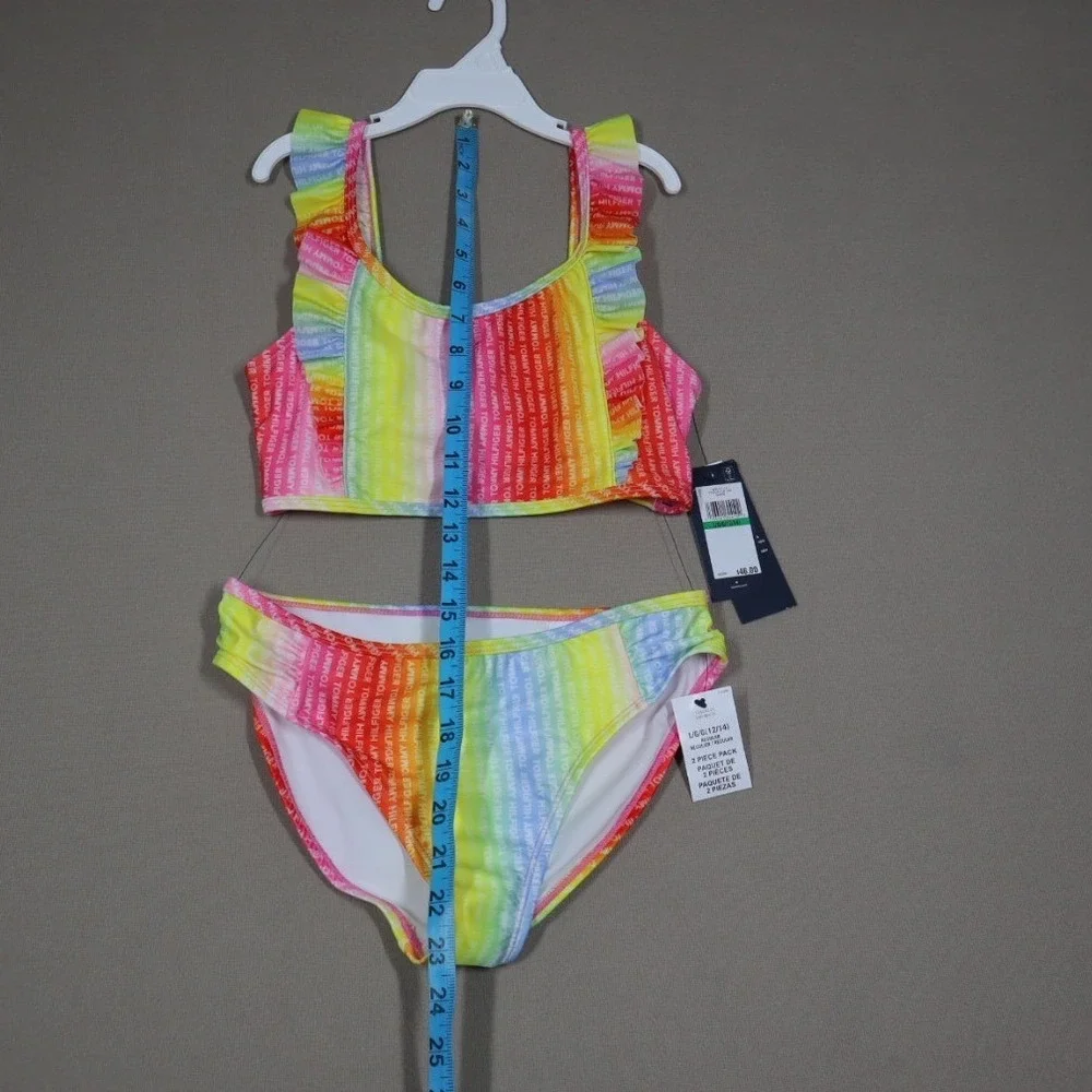 Tommy Hilfiger Big Girls Logo Print Ombre‎ Bikini 2 Piece Set - Size L (12-14)